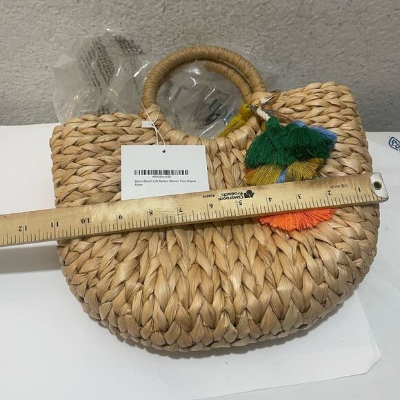 NEW Women’s boho beach life rattan woven tote handbag - Picture 7 of 7